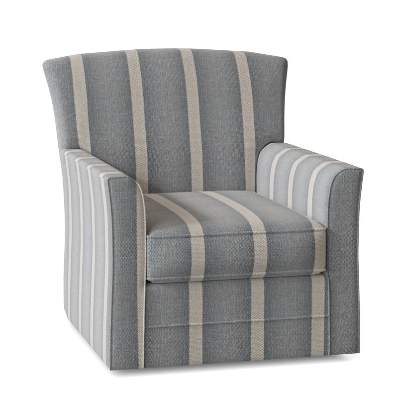 Buckley Swivel Armchair, Light Blue and White Stripe; 0256-54