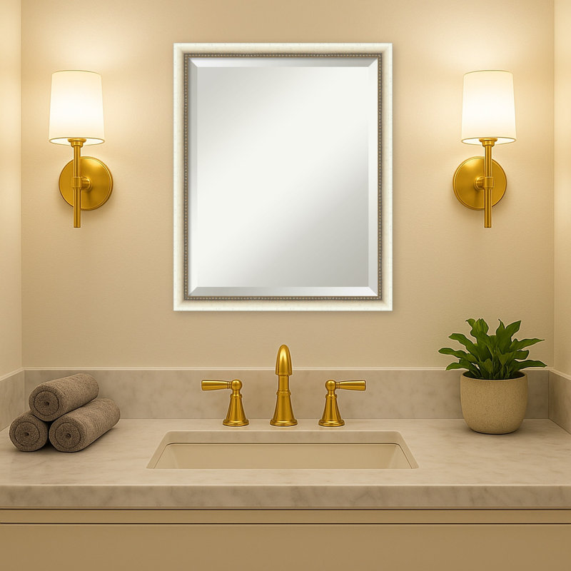 Miroir mural de salle de bain Phillip, 18 in. W x 22 in. H, Blanc Belmont