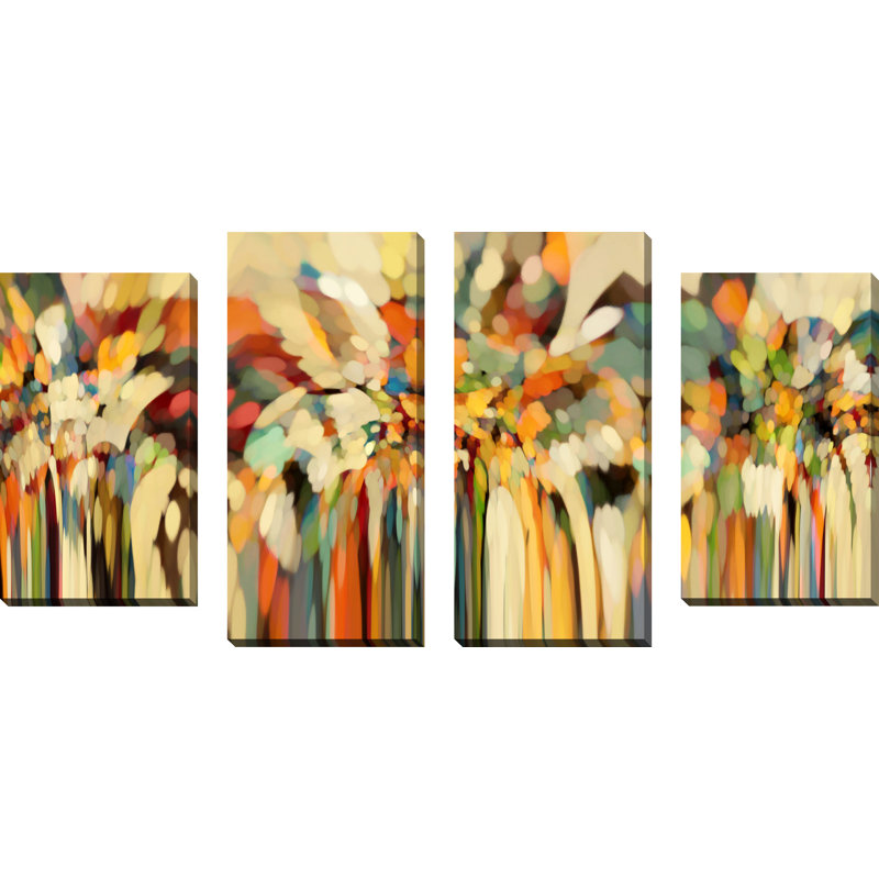 « anges guiding lot », ensemble de 4 reproductions d’art sur toiles tendues, H 38 po x l 72 po x P 1,5 po