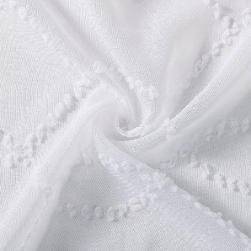 Juvenile Geometric Sheer Rod Pocket Curtain Panels, White