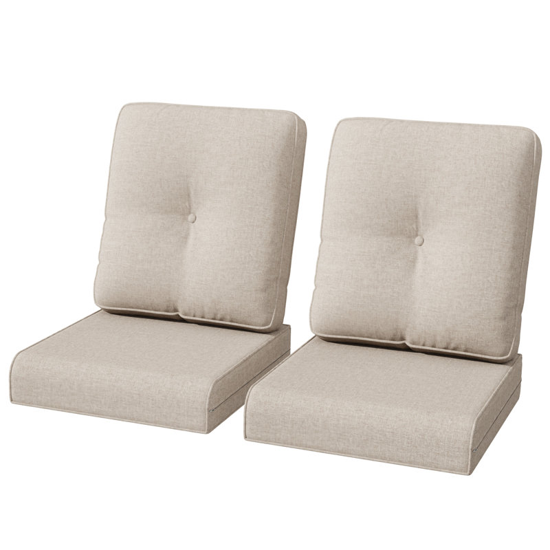 2-Piece Outdoor Deep Seat Cushion Set (4" Thick) - Fade-Resistant Olefin Fabric, 6 Colors to Choose From, 2, Beige
