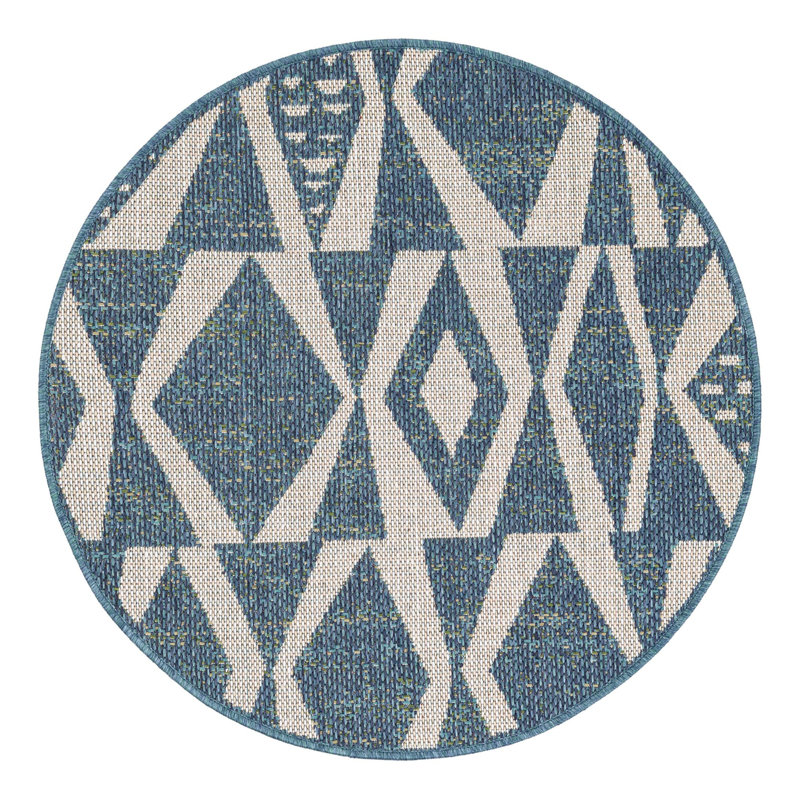 Geometric Indoor / Outdoor Rug, Round 3'3"