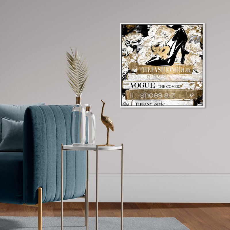 Bibliothèque, art textuel sur toile, H 20 po x l 20 po x 1,5 po, Cadre flottant blanc