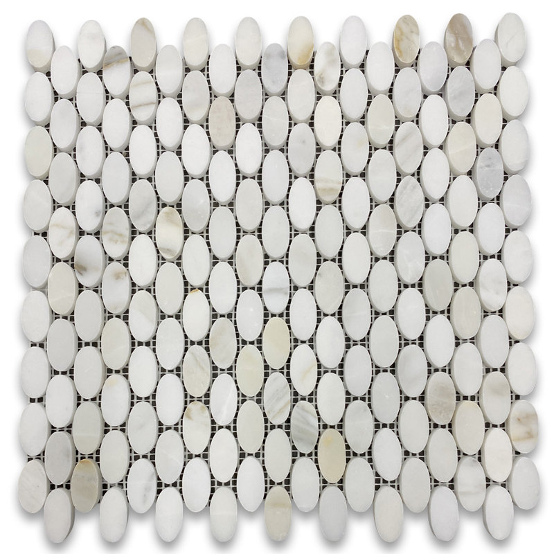 Carreau de mosaïque en marbre 12 po x 12 po Calacatta, Gris clair