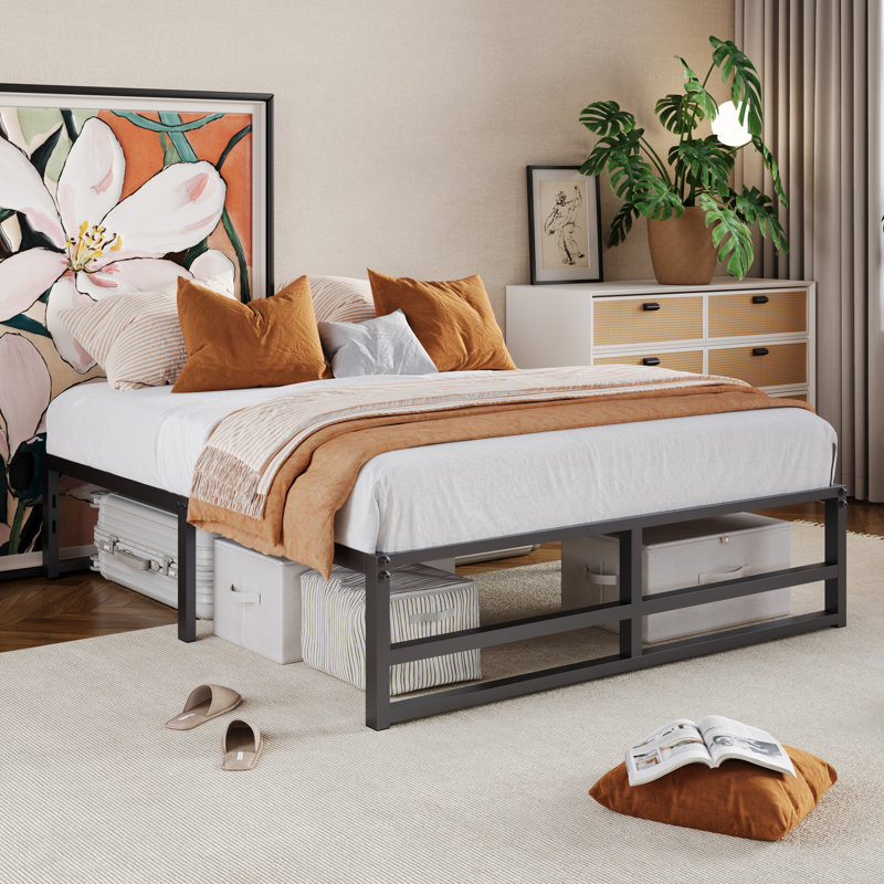Kiliam 14‘’ Heavy Duty Steel Bed Frame，No Box Spring Needed，Twin/Queen/Full/King Size, Full