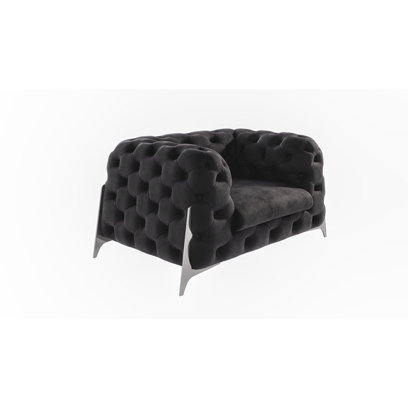 Juneri Velvet Armchair, Black