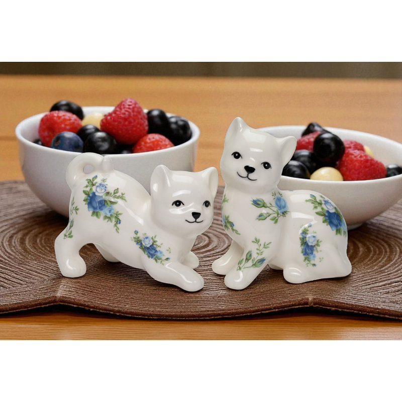 Cats With Blue Roses Salt And Pepper