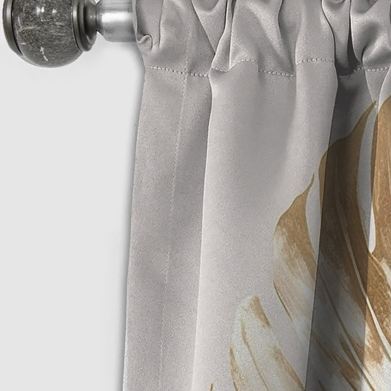 Gold And White Philodendron Leaf II - Floral Curtain - Blackout Floral Curtain - 1 Panels, 52" W x 108" L