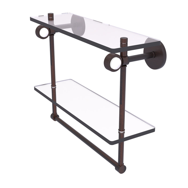 Tablette murale double verre Margolis, H 12,8 po x l 22 po x p 5,6 po, Bronze vénitien