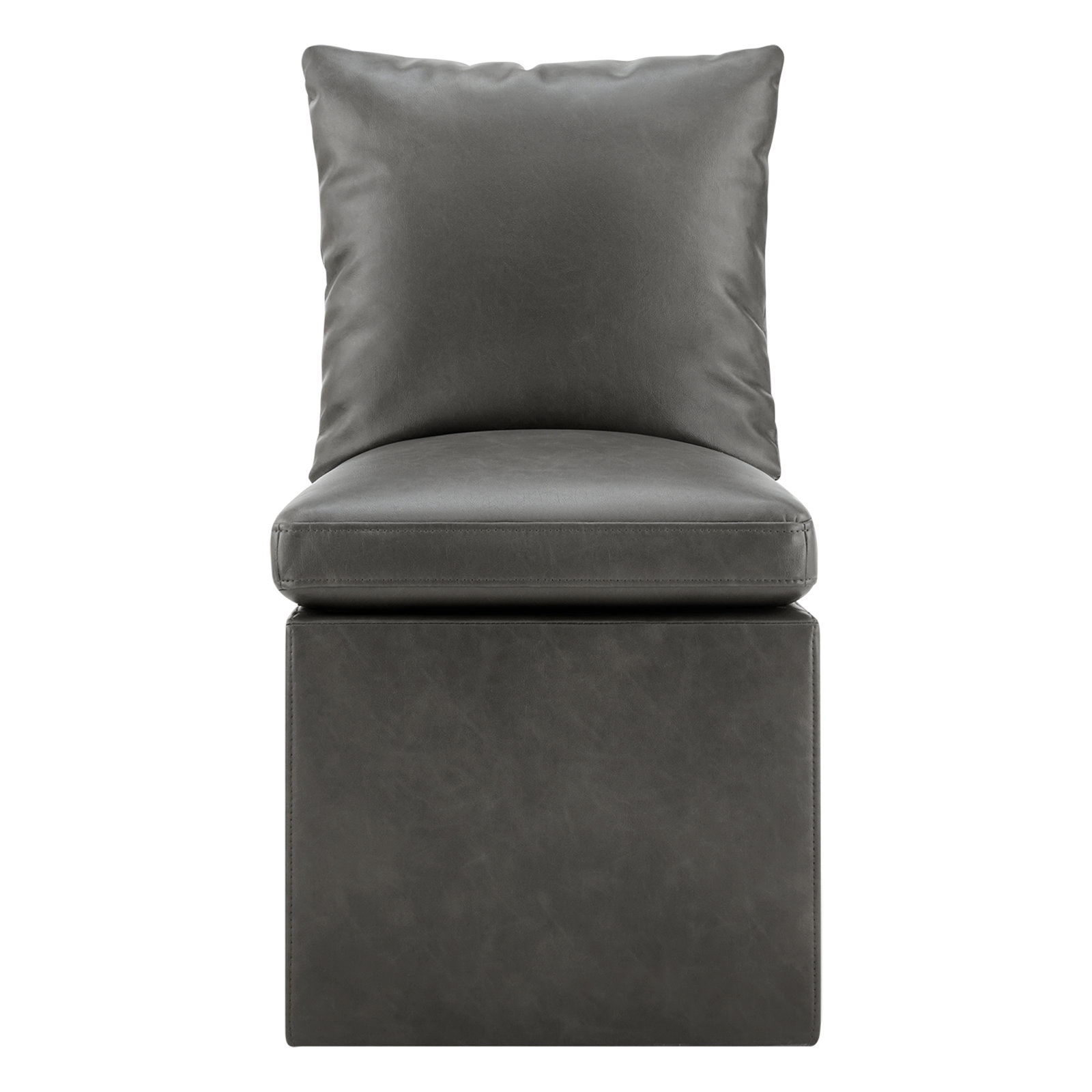 Alayaa Linen Dining Chair, Gray Faux Leather