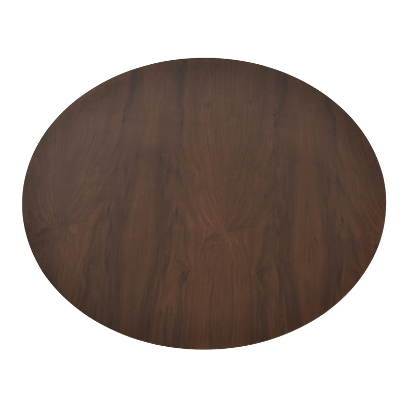 Table basse à piédestal Diana, Noyer, H 15 po x L 40 po x l 40 po, Laiton