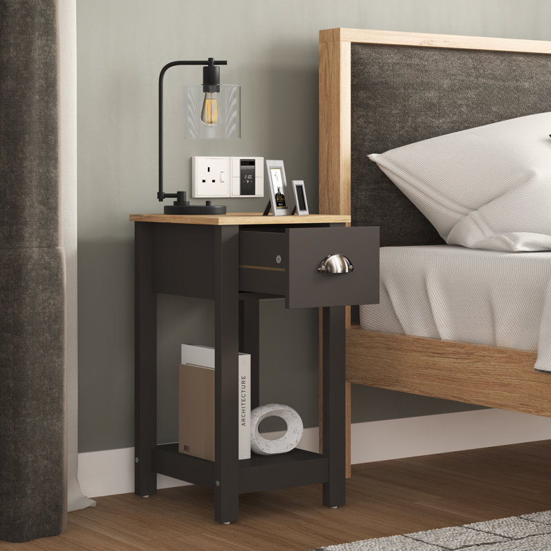 Lillie Aabas Bedside Table, Dark Grey
