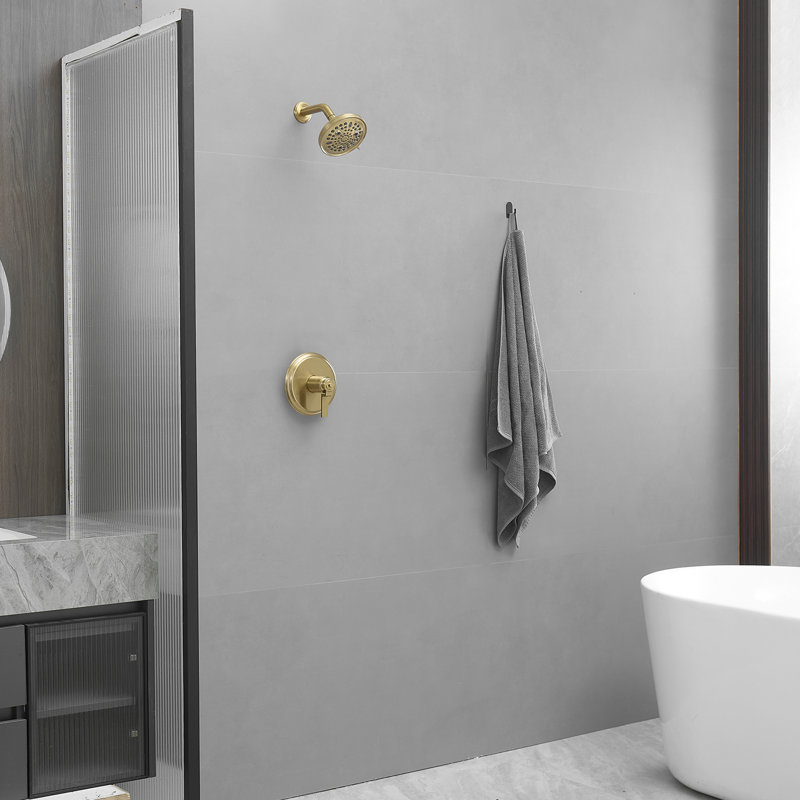 Modern 8-Spray Patterns With 1.8 GPM 6 In. Wall Mount Rain Fixed Shower Head, Brushed Titanium