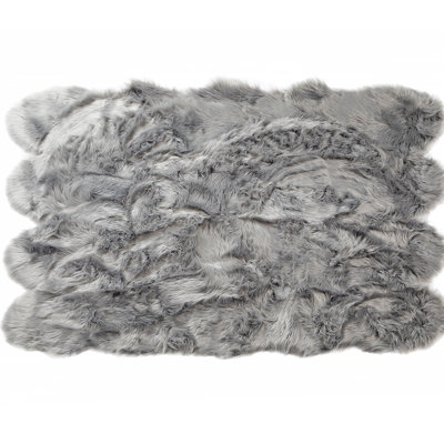 Luxurious Soft Faux Fur Sheepskin Octo Pelt Grey Area Rug