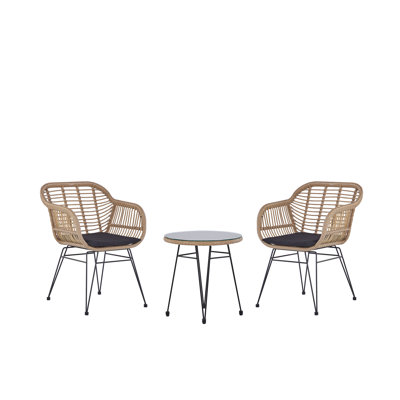 Manderella 2 - Person Wicker Patio Dining Set with Round Table , Cushions Included