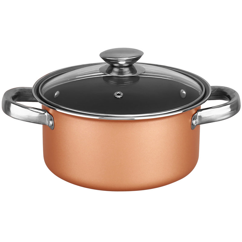 9-Piece Non-Stick Copper Aluminum Cookware Set with Glass Lids