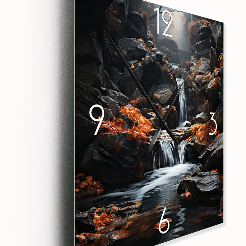 Waterfall Harmony In Motion - Landscapes Wall Clock Oversized, Large