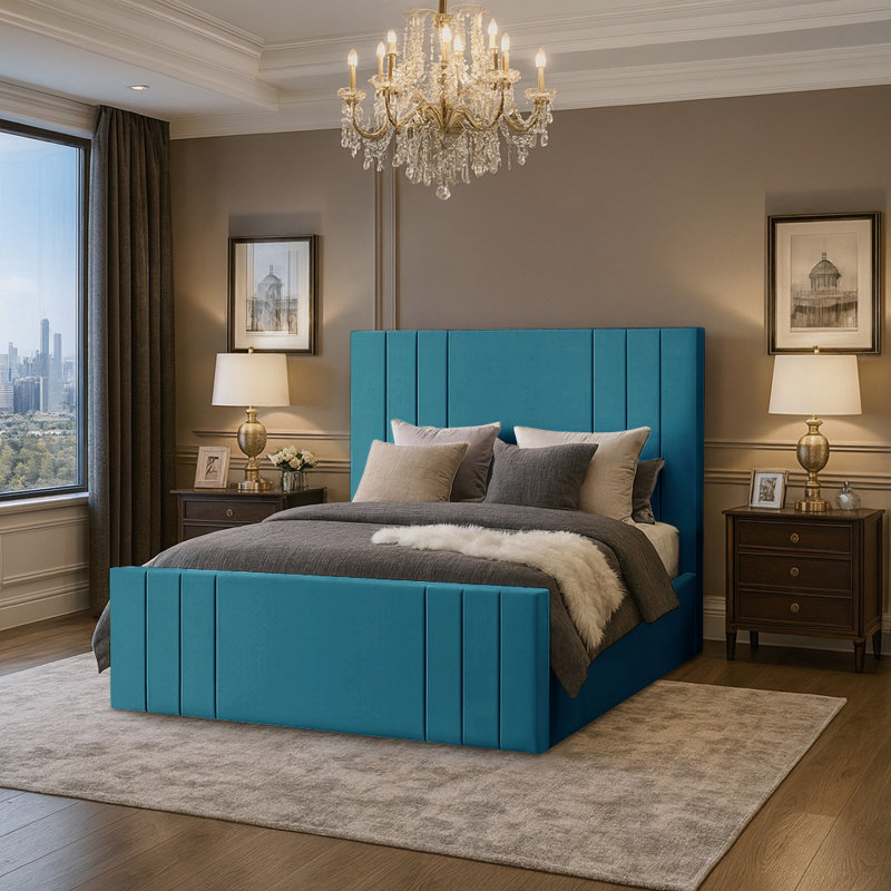 Bandur Upholstered Ottoman Storage Bed, Double (4'6), Mallard