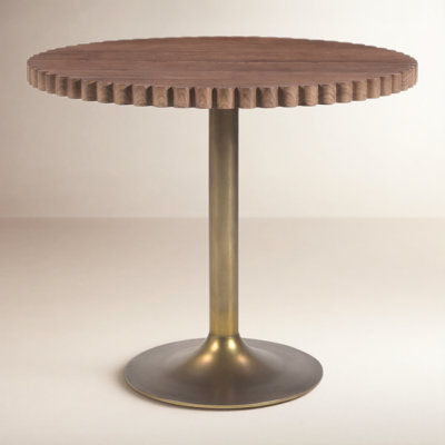 Abidi Oak Round Solid Wood Top with Iron Base Dining Table