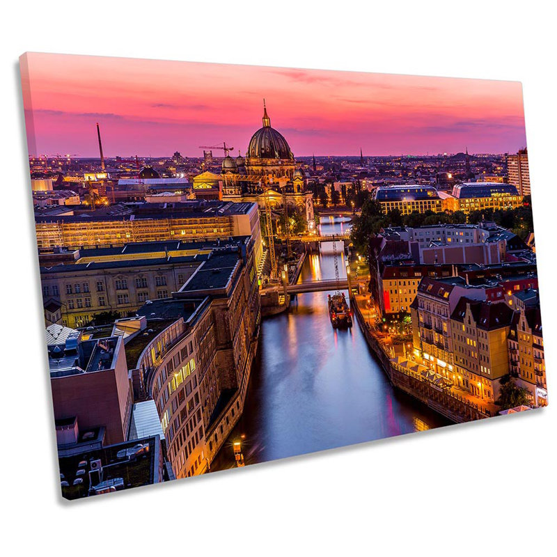 Berlin City Skyline River - Wrapped Canvas Art Prints, 50.8cm H x 76.2cm W x 2cm D