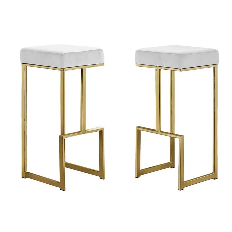 Ensemble de tabourets de bar en velours, Blanc