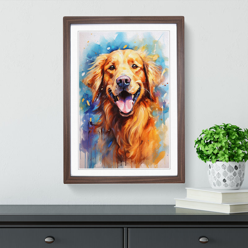 Golden Retriever Gestural - Framed Print