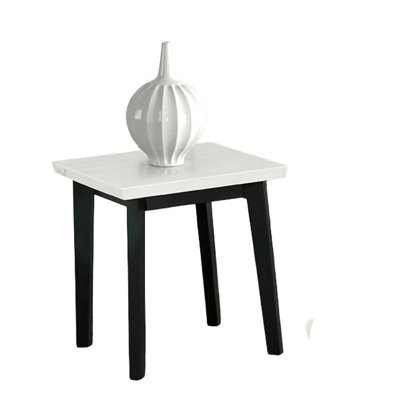 Contemporary Style Square End Table Marble Top Primary Living Room