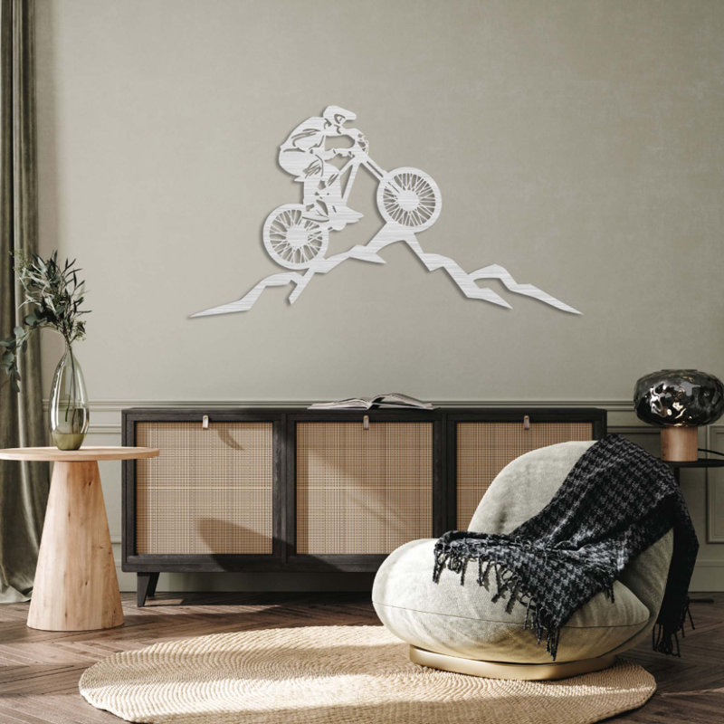 Art mural en métal Mountain Mountain, H 14 po x l 26 po x P 0,11811 po, Argent