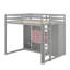 Lit mezzanine en bois pleine grandeur avec garde-robe, tablettes et armoire-41231693