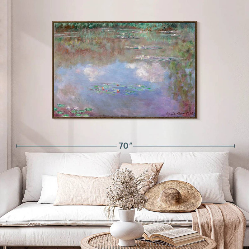 Nymphéas, nuages, 1903, 46 po x 31 po, Cadre flottant noyer