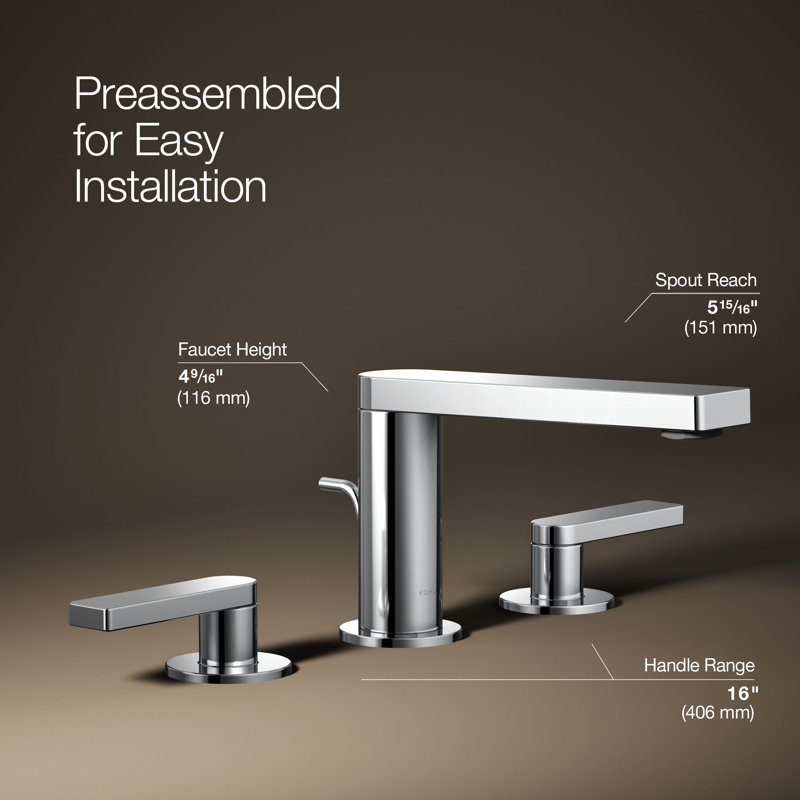Composed Widespread Bathroom Faucet with Drain Assembly, Polished Chrome
