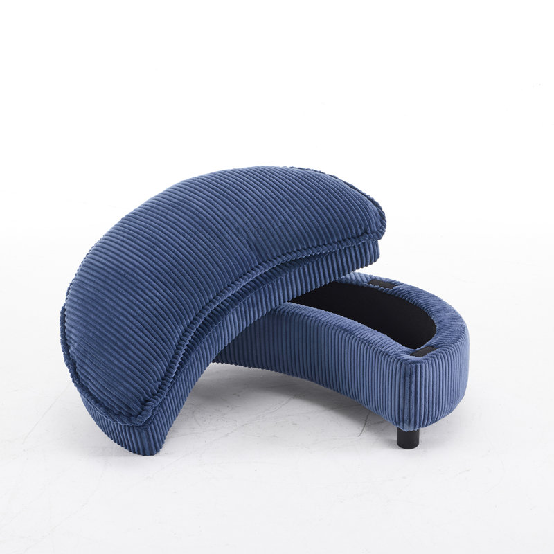 Corduroy Ottoman, Blue