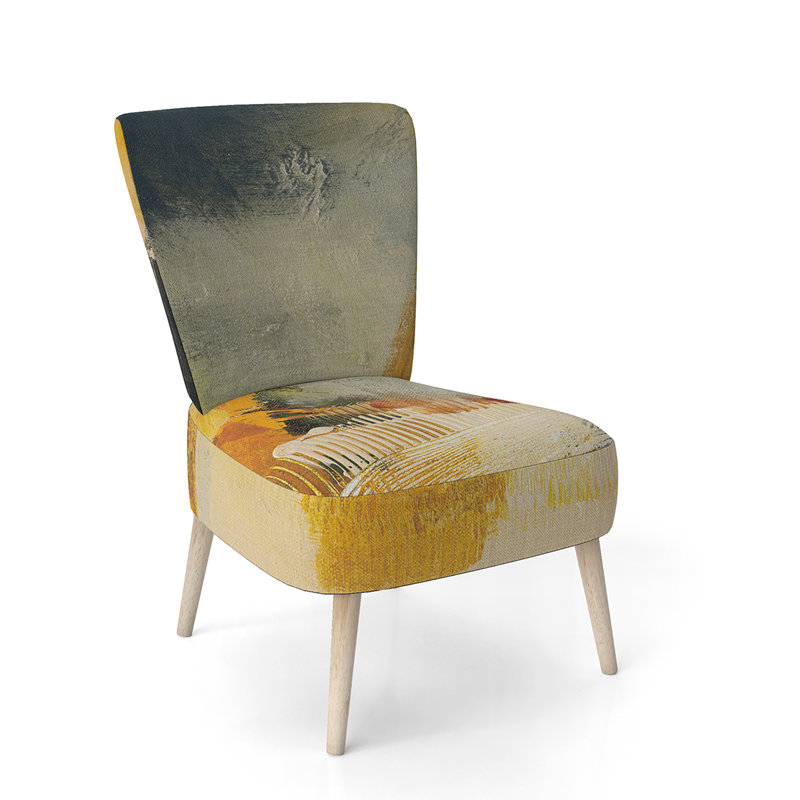 Glam / Flower / Landscape - Shabby Elegance Upholstered Side Chair, Orange