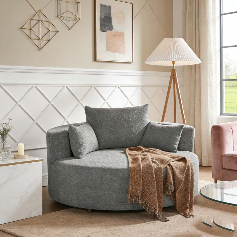 Fauteuil d'appoint pivotant à 360 ° avec 3 coussins amovibles, Noir