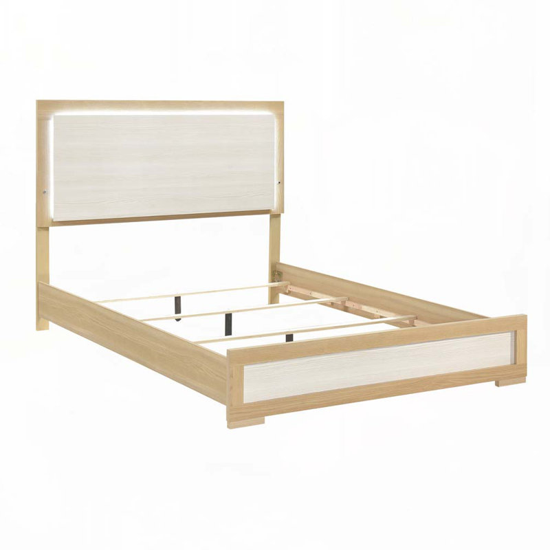 Contemporary Bed with Headboard,Light, Queen