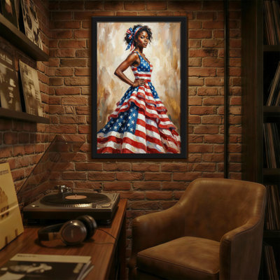 Abstract American Flag Dress Woman Portrait