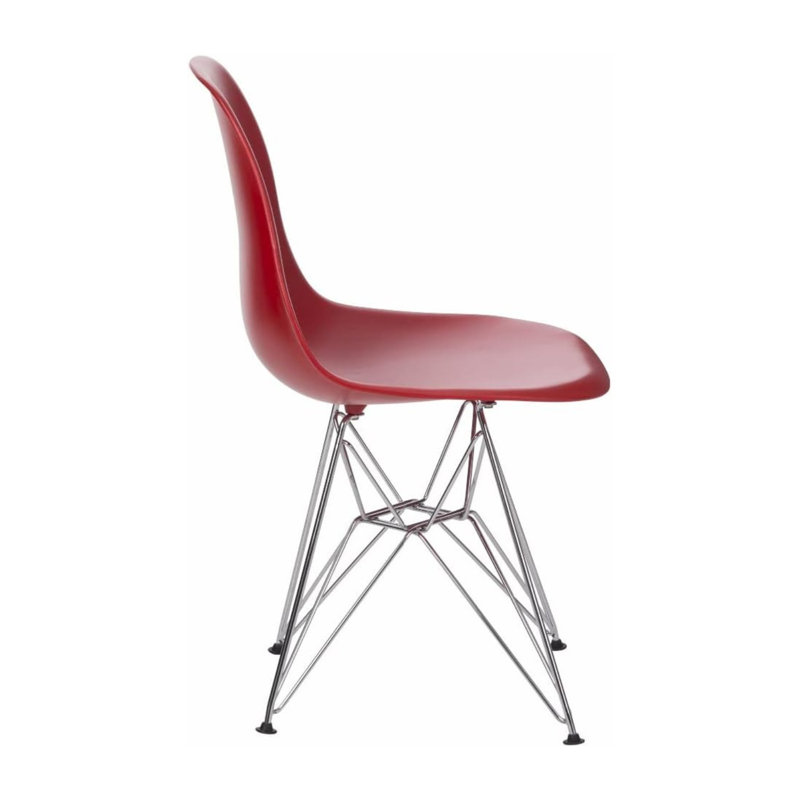 Chaise Eiffel avec base chromée, Rouge, 4