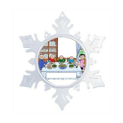 The Holiday Aisle® Personalized Friendly Folks Cartoon Snowflake Family Dinner Couple, Three Children Christmas Holiday Shaped Ornament