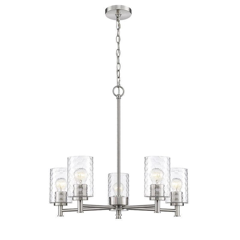 Lustre classique / traditionnel à 5 lumières Charis, Nickel brossé