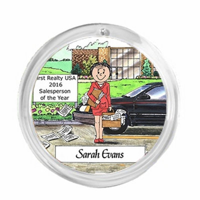 Personalized  Round Christmas Ornament:  Salesperson, Busy Executive, Business Owner -  Female