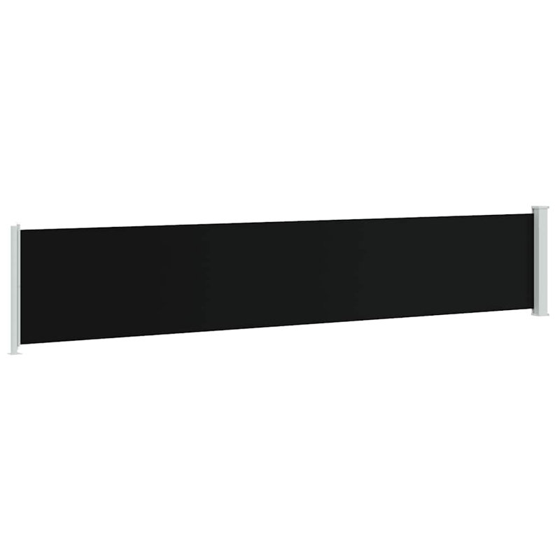 Auvent de patio rétractable en polyester, Noir, H 46,1 po x l 236,2 po