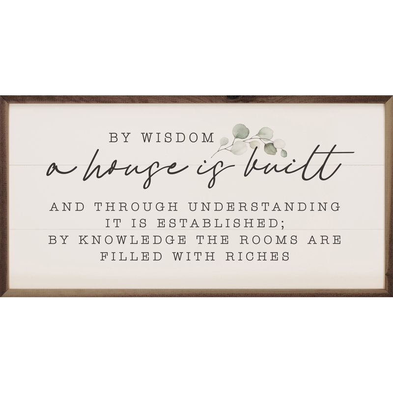 Par «Wisdom», une maison est construite, verdure, blanc, H 12 po x l 24 po