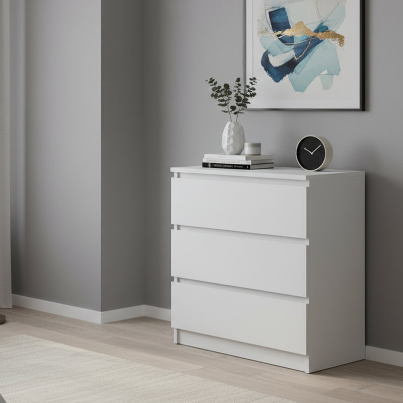 70 cm W Chest of 3 Drawers, White