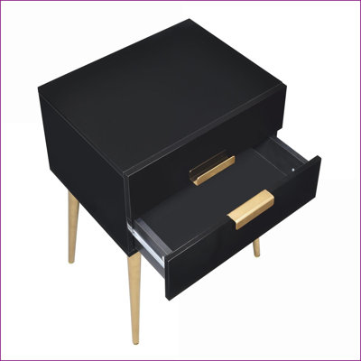 Espresso rétro & amp; Table basse blanche avec pieds fuselés en bois, surface facile à nettoyer et amp; Tiroirs lisses