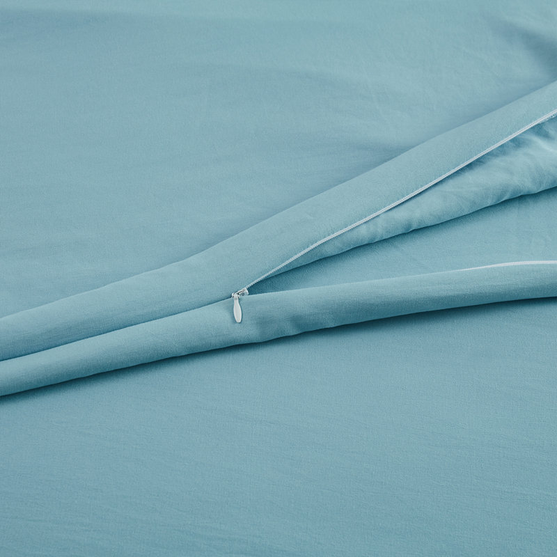 Brushed Microfiber Duvet Cover Set, Grayish Blue, Twin Duvet Cover + 1 Standard Pillowcase