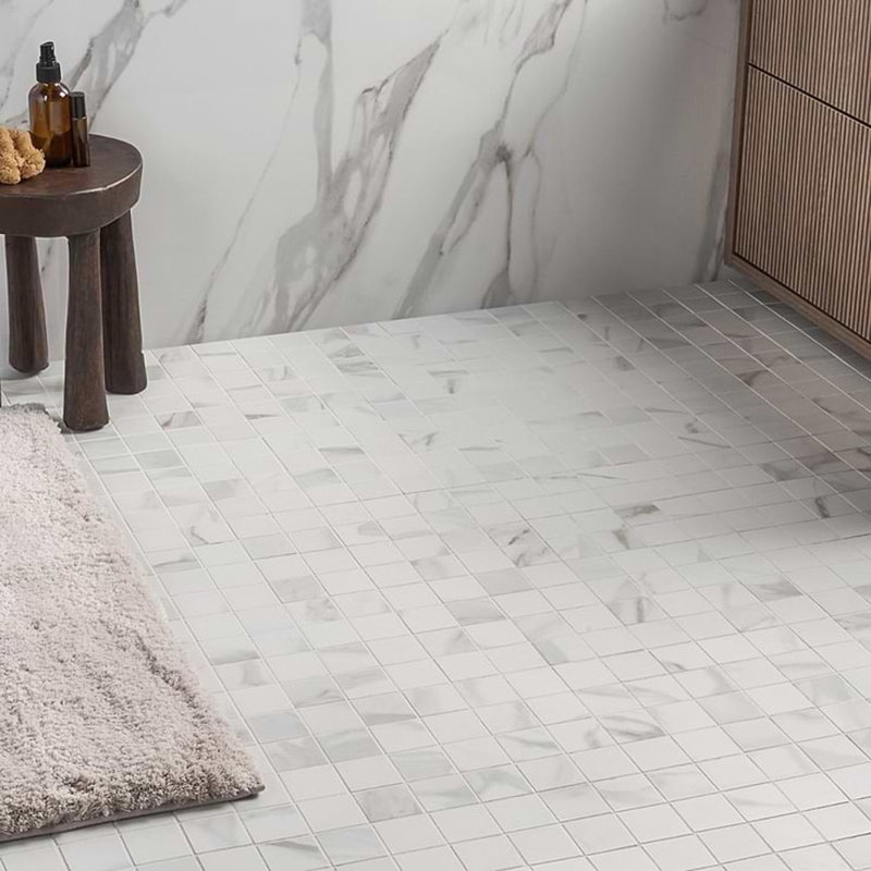 Minera 12x12 Matte Marble Look Mosaic Tile, Aurora Gold