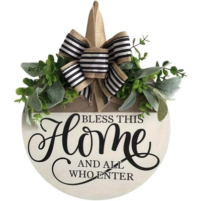 Couronne de printemps et d'été avec porte «Welcome Home» - décoration de porte extérieure toutes saisons pour le vestibule et la décoration intérieure