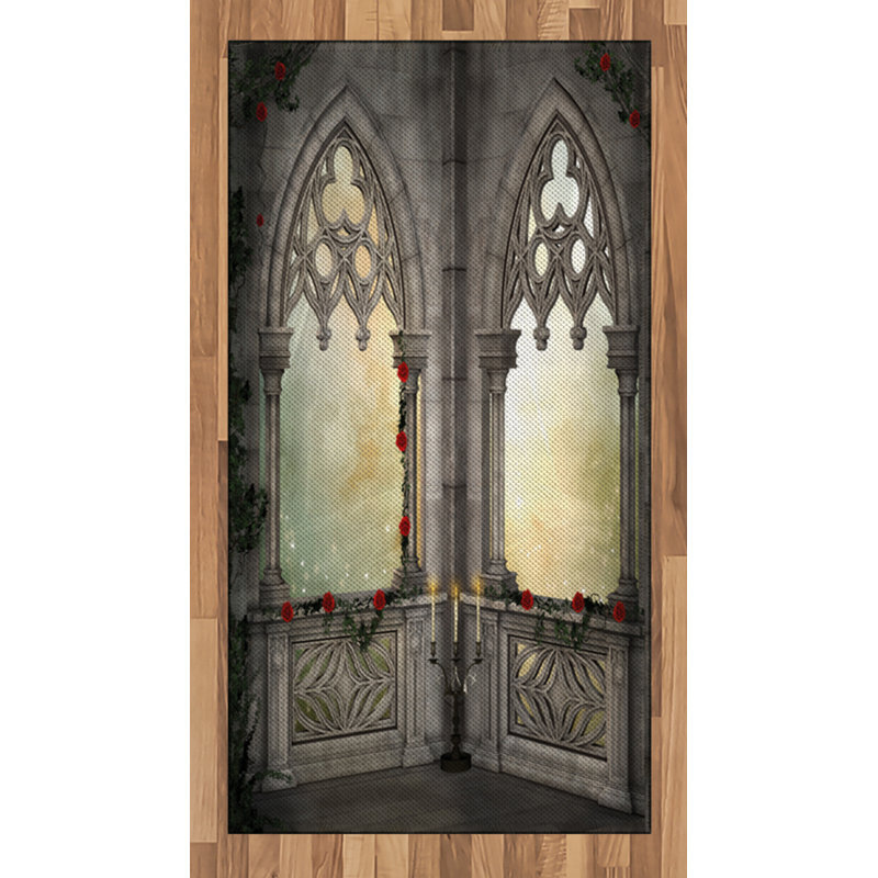Tapis décoratif à longs fils en fibre de poly haute densité Gothic, Rectangle 2 pi 7 po x 5 pi