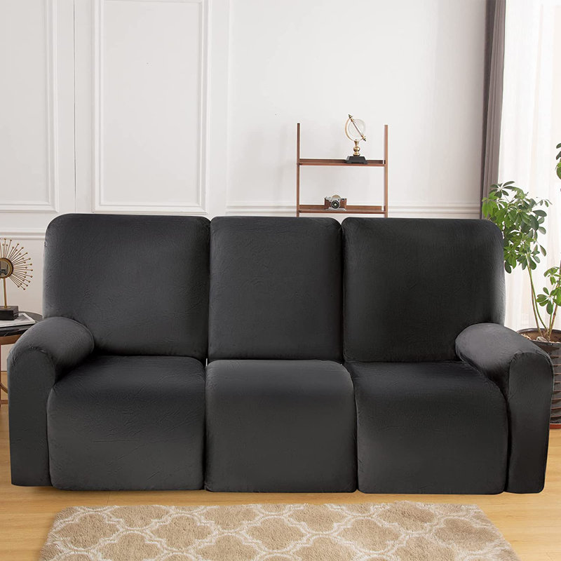 Housse pour fauteuil inclinable à coussins carrés/rectangulaires, Velours gris foncé