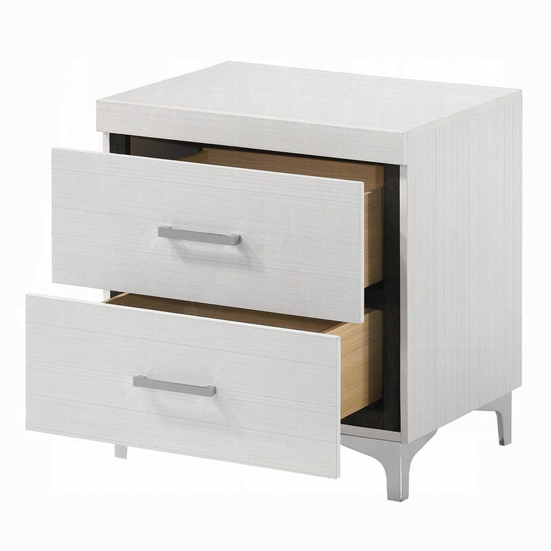 Mobilier de chambre à coucher moderne et moderne avec finition blanche et table de chevet 2X